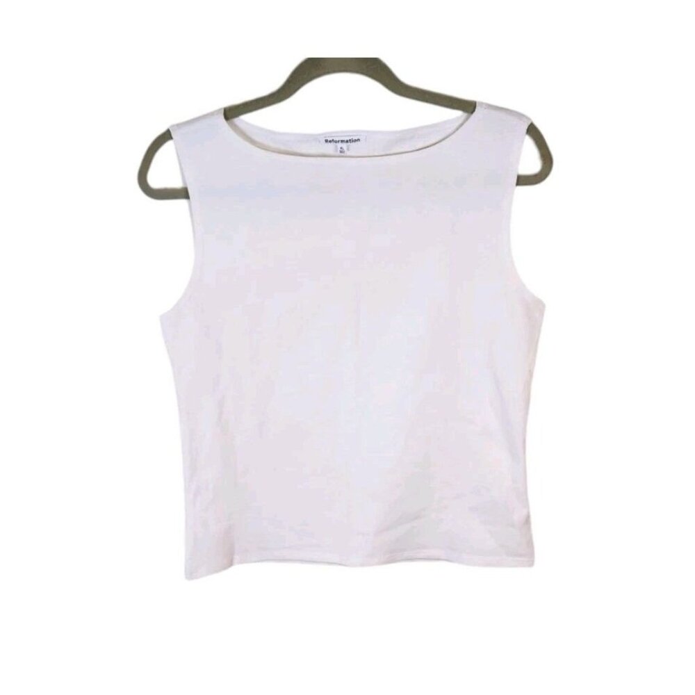 Reformation Dusk Knit Top in Fior Di Latte Organic Cotton Tank Women's Size XL